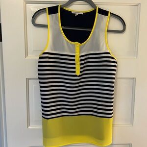 Navy, yellow, white sleeveless top